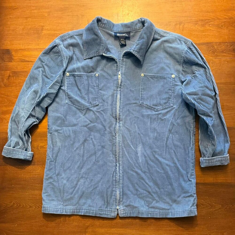 Denim & Co. Women's Blue Corduroy Zip Up Jacket